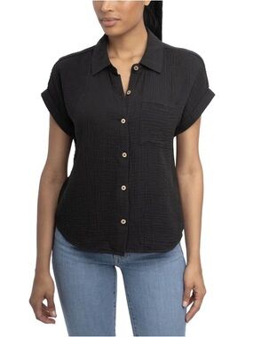 Wilt - Women's Textured Short-Sleeve Button-Front Top